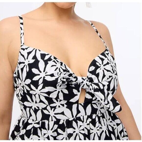 J Crew Women's Floral Midi Dress Cotton Tie Front Cutout Size 10 - Picture 3 of 4